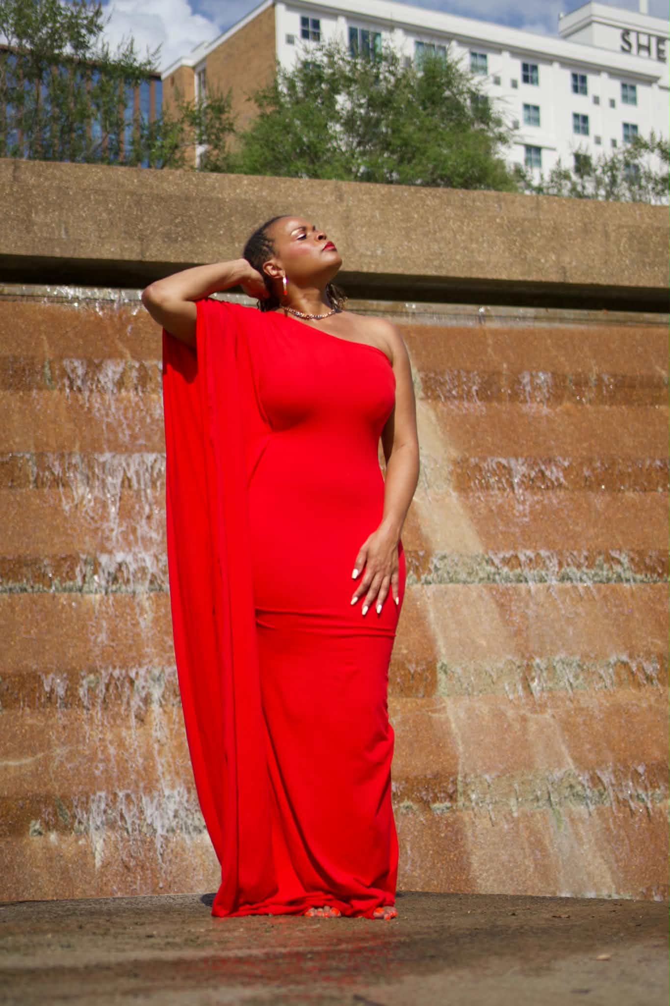 goddess dress red Red Princess Ball Gown