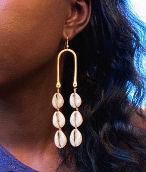 Namdi Cowrie Shell drop earrings