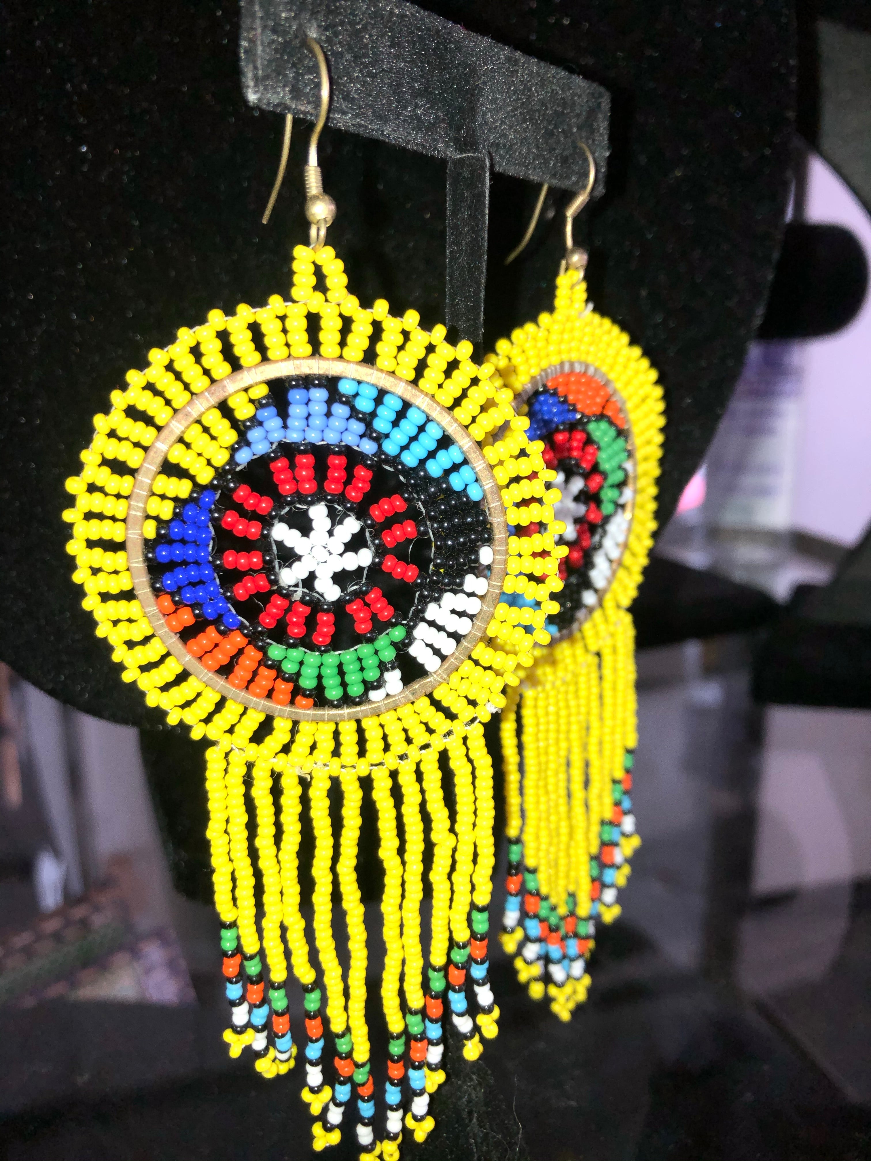 Zulu Beaded Tassel Fringe Earrings